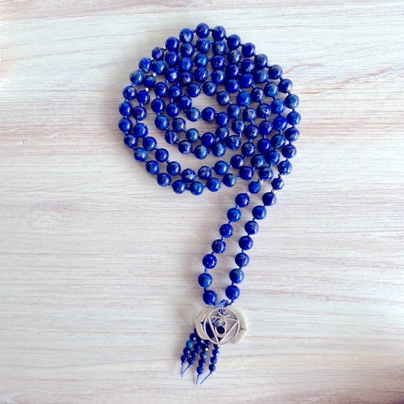 Lapis Lazuli Beads | Ajna | Zen Style Mala Pendant Necklace - Picture 5 of 5